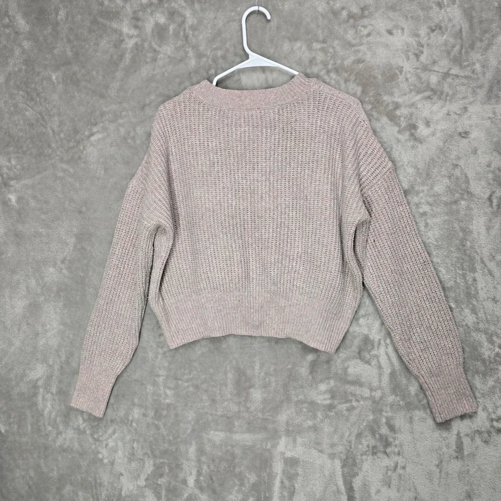 Love Knits NYC Women XL V Neck Cable Knit MultiColor Granola Thread Sweater Cozy